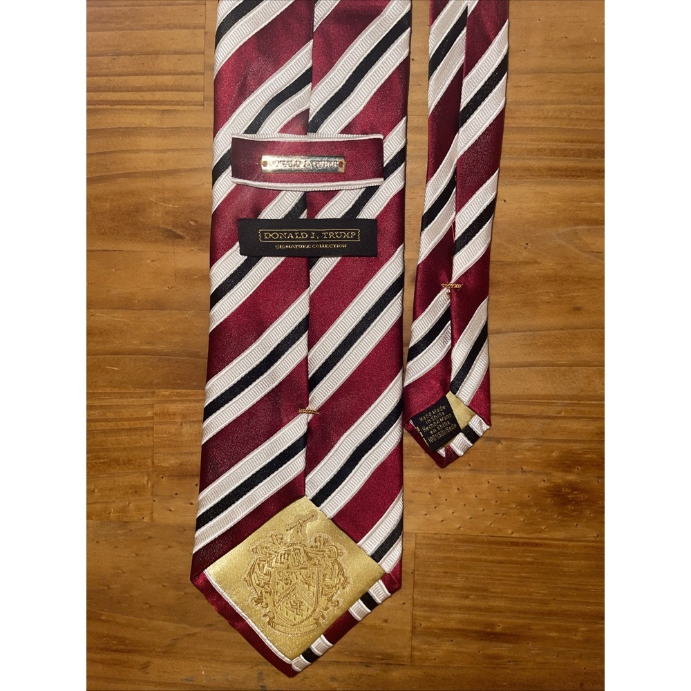 Donald J. Trump Neck Tie Men Red Stripes Signature Presidential Leader Powerful - Picture 2 of 5